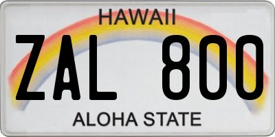 HI license plate ZAL800