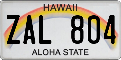 HI license plate ZAL804