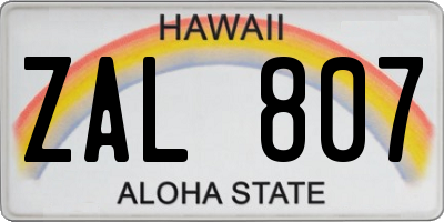 HI license plate ZAL807