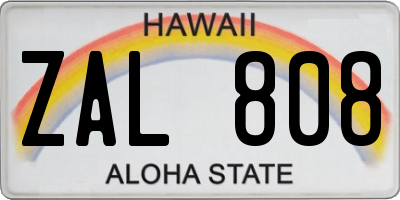 HI license plate ZAL808
