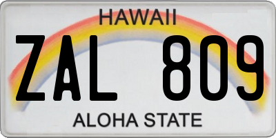 HI license plate ZAL809