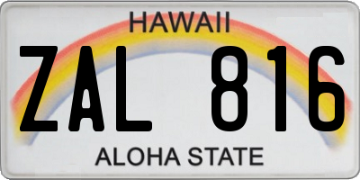 HI license plate ZAL816
