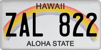 HI license plate ZAL822