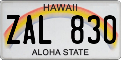 HI license plate ZAL830