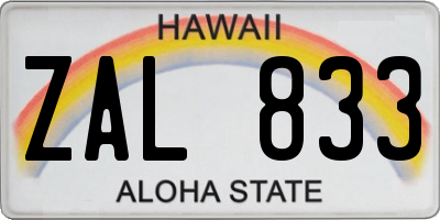 HI license plate ZAL833