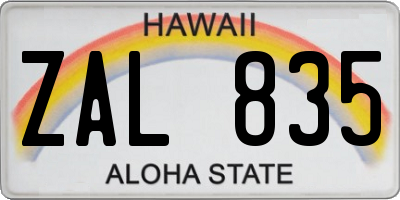 HI license plate ZAL835