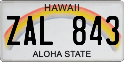 HI license plate ZAL843