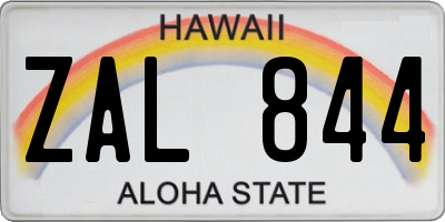 HI license plate ZAL844