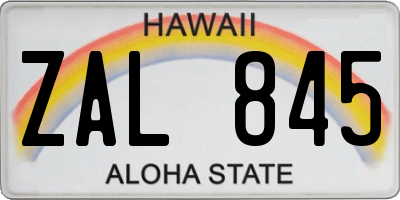 HI license plate ZAL845