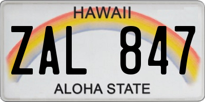 HI license plate ZAL847