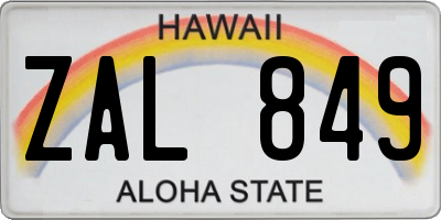 HI license plate ZAL849