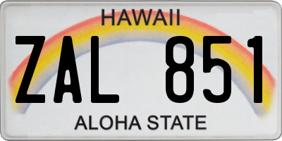 HI license plate ZAL851