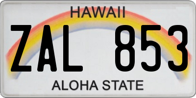 HI license plate ZAL853