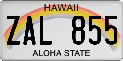 HI license plate ZAL855