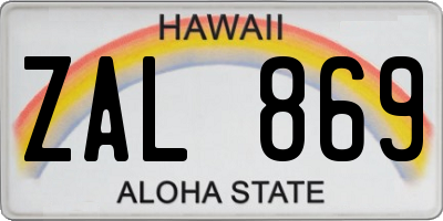HI license plate ZAL869