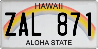 HI license plate ZAL871