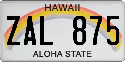 HI license plate ZAL875