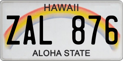 HI license plate ZAL876