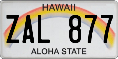 HI license plate ZAL877