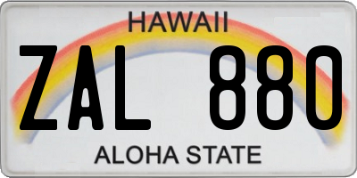 HI license plate ZAL880