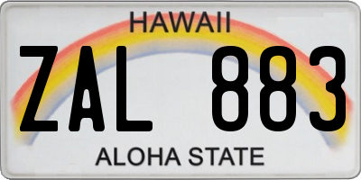 HI license plate ZAL883