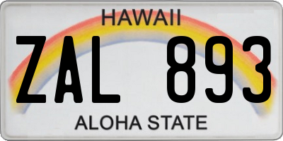 HI license plate ZAL893