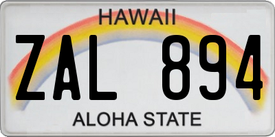 HI license plate ZAL894