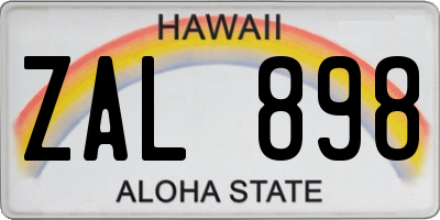 HI license plate ZAL898