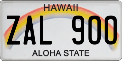 HI license plate ZAL900