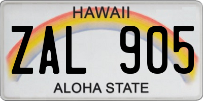HI license plate ZAL905