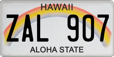 HI license plate ZAL907