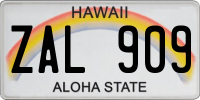 HI license plate ZAL909