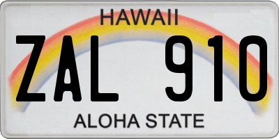 HI license plate ZAL910