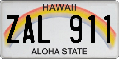 HI license plate ZAL911