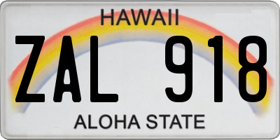 HI license plate ZAL918