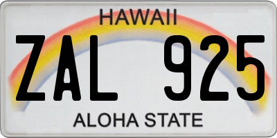 HI license plate ZAL925