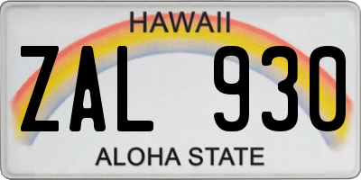 HI license plate ZAL930