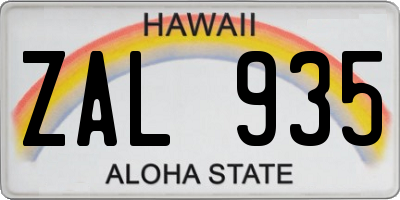 HI license plate ZAL935