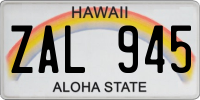HI license plate ZAL945