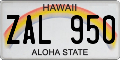 HI license plate ZAL950