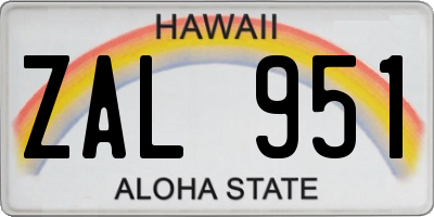 HI license plate ZAL951