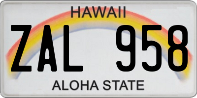 HI license plate ZAL958