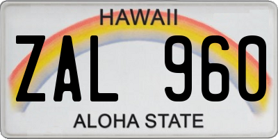 HI license plate ZAL960