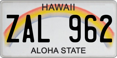 HI license plate ZAL962