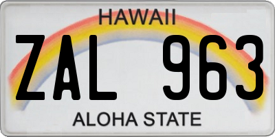HI license plate ZAL963