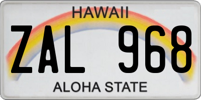 HI license plate ZAL968