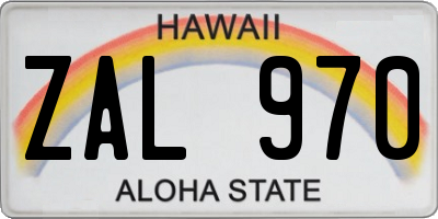 HI license plate ZAL970