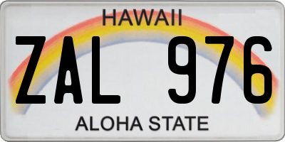 HI license plate ZAL976