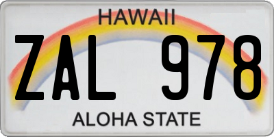 HI license plate ZAL978