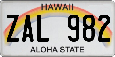 HI license plate ZAL982